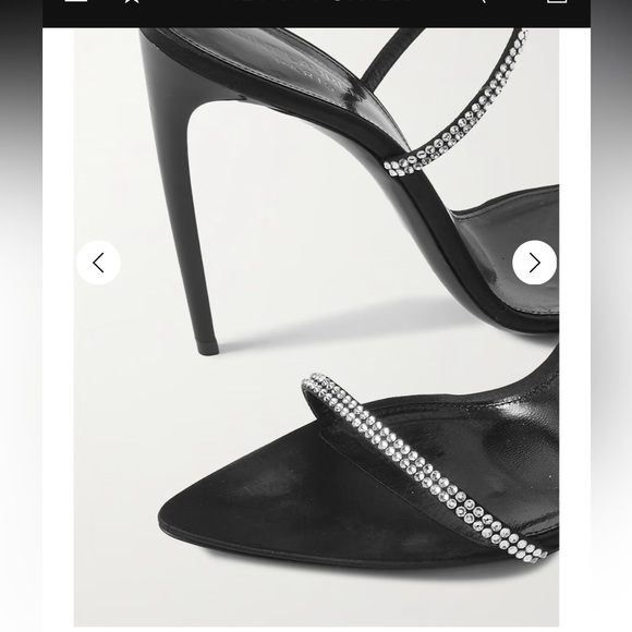 WORN ONCE Saint Laurent Crystal-embellished glossed-leather and silk sandals - Picture 4 of 4